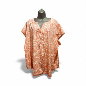 Croft & Barrow Women's Floral Print Short Sleeve Blouse - Size 3X - JC363